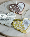 Personalised Angel Wing Heart Memorial Ornament
