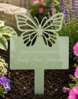 Custom engraved memorial garden plaque with butterfly design