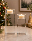 Personalised crystal remembrance candle holder with name and memorial dates