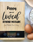 Personalised bamboo kitchen scales loved beyond measure
