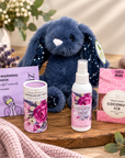 Australian self care hamper with soft bunny lavender orange blossom products and sweet treat
