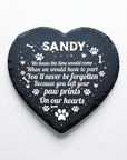 personalised slate heart pet memorial paw print design
