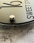 Modern round house address sign with mirror acrylic backing