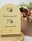 A5 pet remembrance plaque with wooden stand