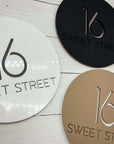 3D round street number sign with house number and street name