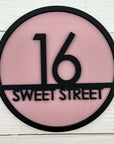 Contemporary round address plaque in acrylic