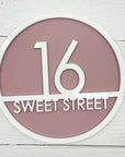 Layered acrylic house number sign for letterbox