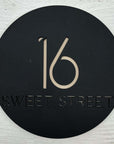 3D round house number sign with house number and street name