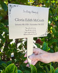 Memorial garden plaque
