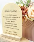 mothers day Sentimental grandmother gift acrylic arch with wooden base