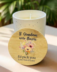 Floral grandma keepsake candle with personalised message