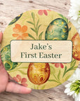 Personalised wooden Easter milestone disc with custom wording