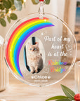 Personalised Rainbow Bridge pet memorial ornament with photo, rainbow design and custom name