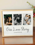 Personalised three photo wooden keepsake box