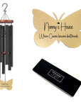personalised wind chimes with gold butterfly personalised wording