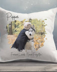 Personalised pet memorial photo cushion with name