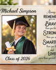 Personalised graduation photo frame with graduate's name, photograph and Class of 2026
