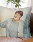 watercolour art from photo on cushion