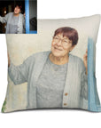watercolour painting from photo printed on a cushion