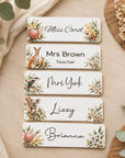 Personalised magnetic name badge 85 × 30mm with kangaroo and Australian native flowers