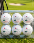 Six golf balls with personalised design
