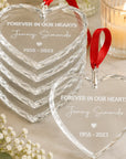 Personalised crystal heart memorial ornament bundle with black velvet gift bag or premium gift box