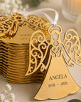 Mirror acrylic angel ornaments to share with family and friends, available in bundles of 10, 20, 50, 70 and 100