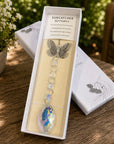 Butterfly crystal suncatcher with silver and blue butterfly presented in Reflections Collection gift box