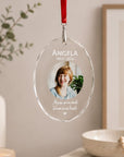80mm personalised crystal remembrance ornament with photo and name