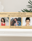 Memorial photo block with three photos and remembrance quote