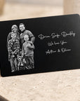 engraved metal wallet card