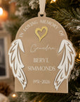 custom Christmas remembrance ornament with gold heart