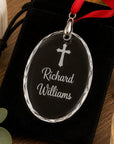 engraved memorial ornament with cross