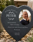 Personalised photo slate heart memorial plaque with custom photo and message