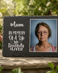 Personalised photo memorial slate plaque 30 × 20cm with choice of 8 remembrance quotes