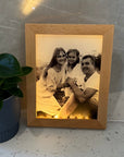 Personalised illuminated photo frame with LED light and acrylic photo display