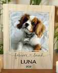 Personalised pet memorial photo block with Forever Loved text