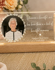 memorial light with photo and name