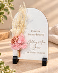 memorial plaque floral arch