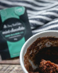 choc mint cake in a mug