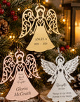 Personalised mirror acrylic angel ornament tree with memorial engraving