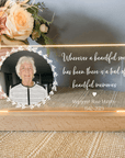 memorial photo light LED memorial plaque with wooden base