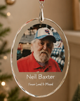 Personalised crystal memorial photo Christmas ornament with black velvet gift bag