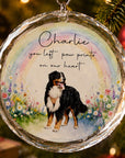 Personalised crystal pet memorial ornament featuring custom pet photo and rainbow memorial design