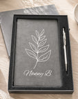 customised book and pen gift set