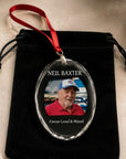 80mm personalised crystal remembrance Christmas ornament with custom photo and name