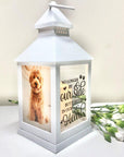 Personalised pet memorial lantern with photo and LED candle