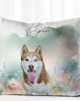 pet memorial cushion with watercolour background
