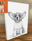 Custom pet photo artwork drawing style on wood