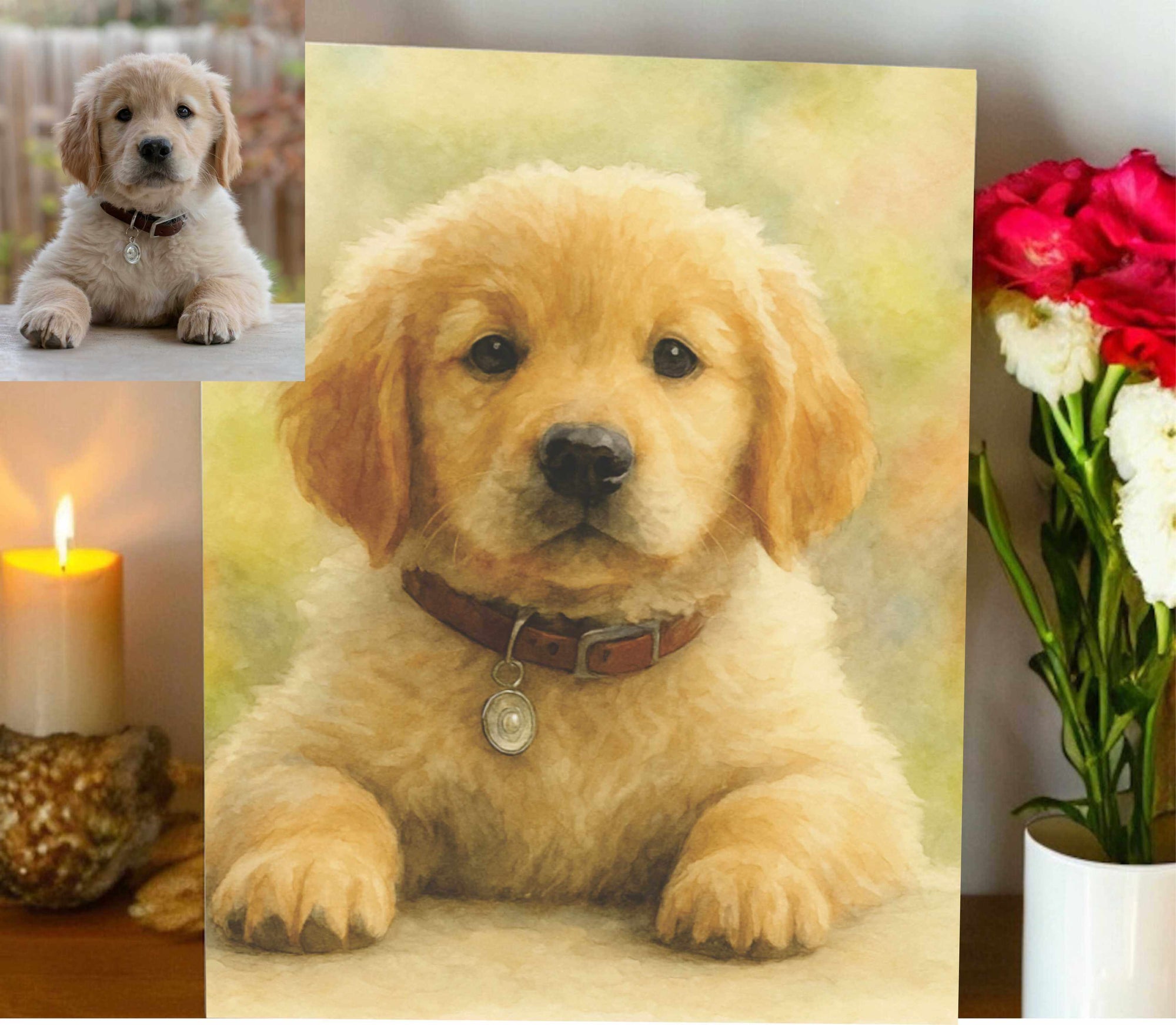 pet portrait from photo 4 art styles